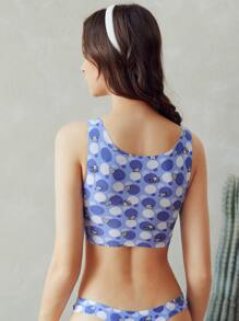 Sujetador con estampado circular & de concha invisible - Azul y blanco - Ver 2