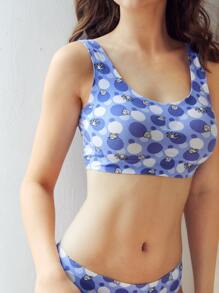 Sujetador con estampado circular & de concha invisible - Azul y blanco - Ver 4