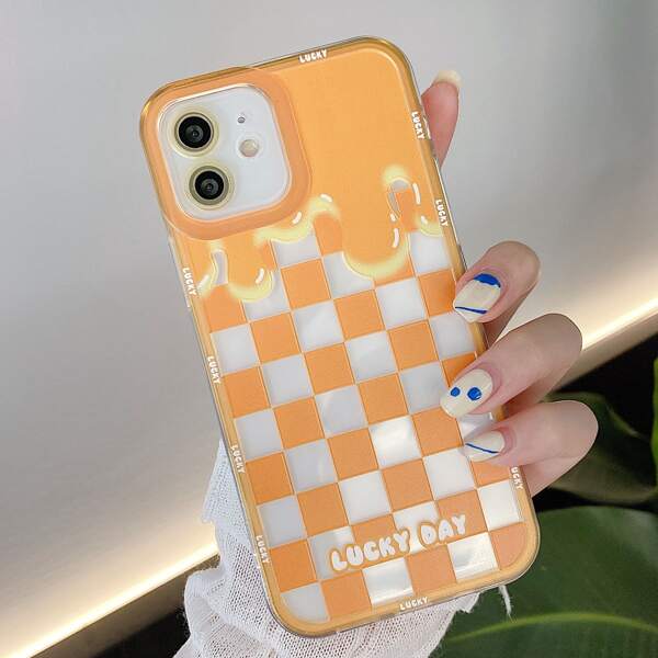 

Checkered Pattern Phone Case, Orange