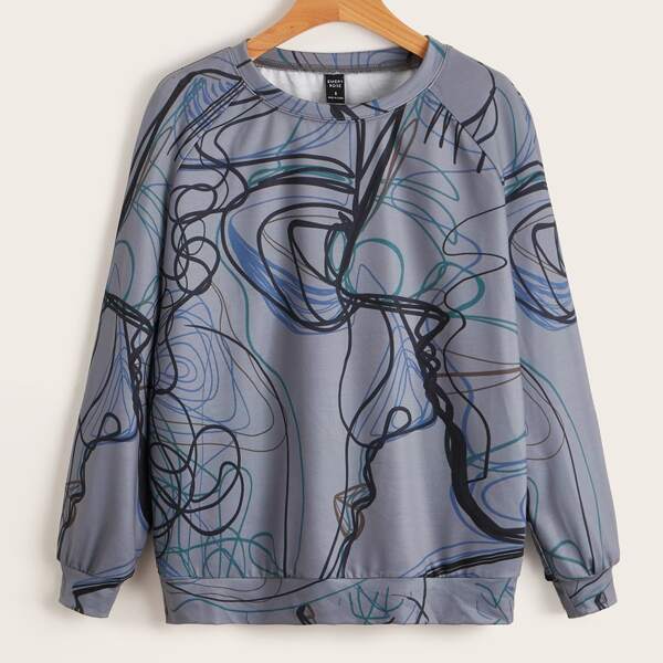 

Random Print Raglan Sleeve Sweatshirt, Multicolor