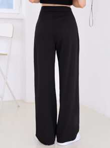 DAZY Quần tây công sở xếp ly cạp cao. - màu đen - Xem 2