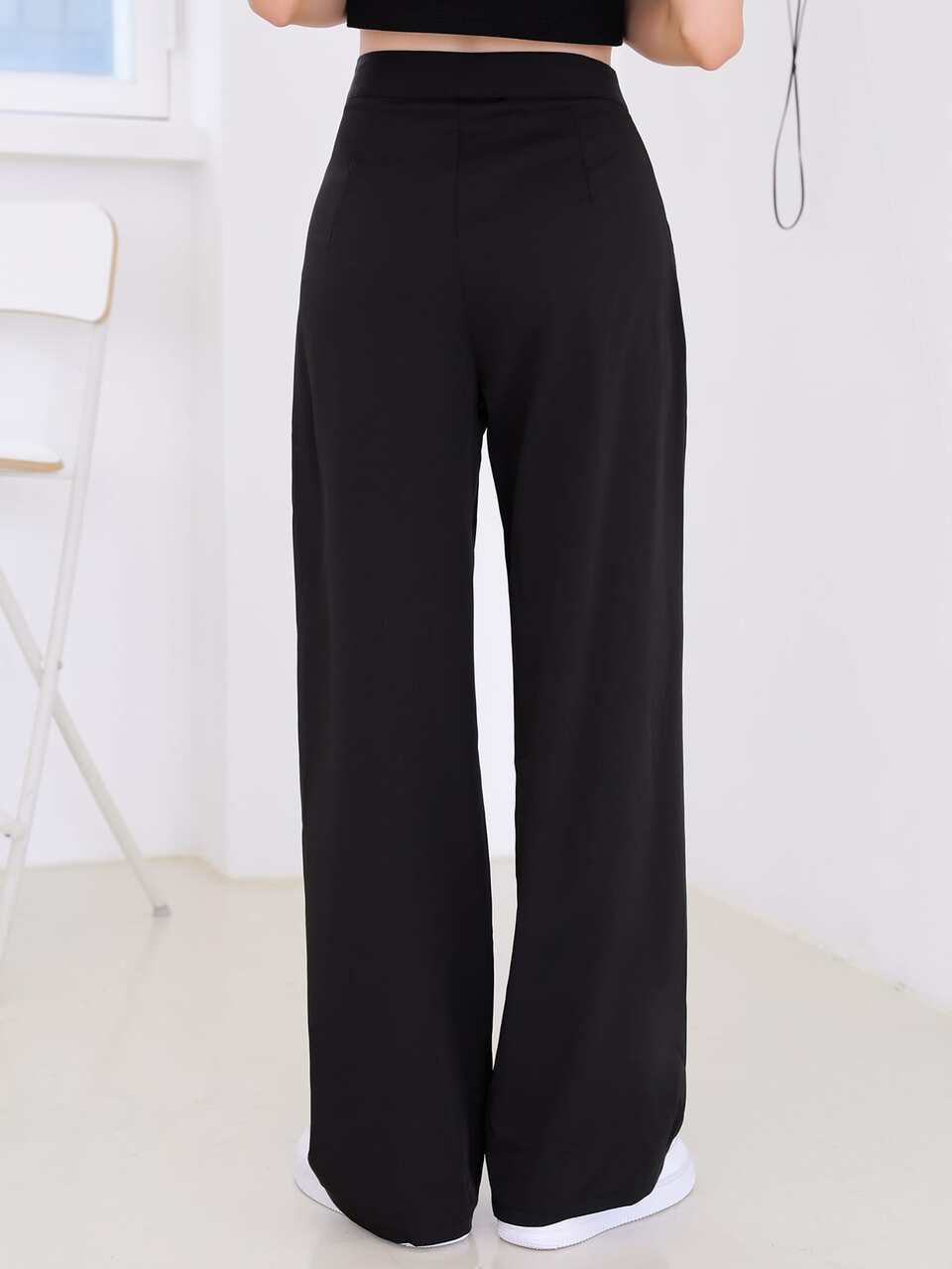High Waist Fold Pleated Suit Pants Business Attire