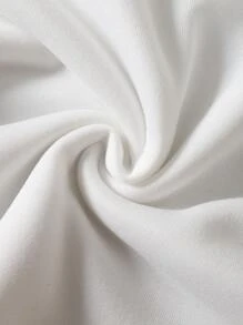 字母圖案袋鼠口袋抽繩保暖連帽衫 - 白色 - 查看 4