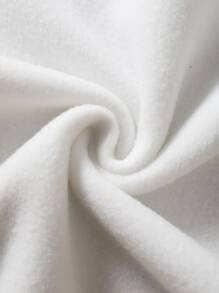 字母圖案袋鼠口袋抽繩保暖連帽衫 - 白色 - 查看 3