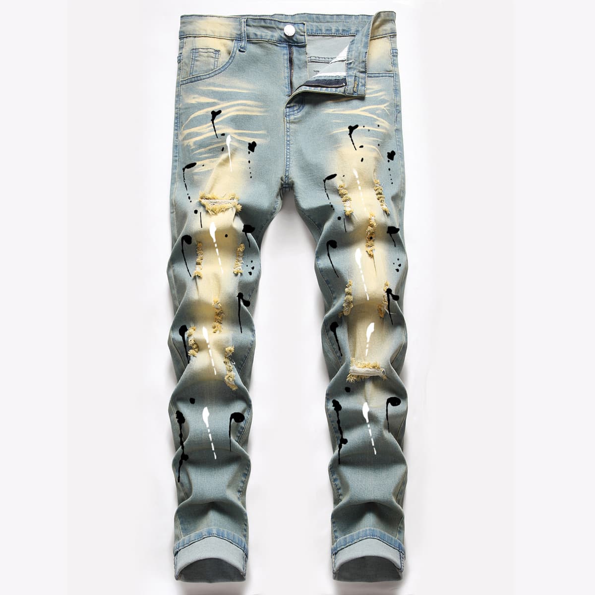 

Guys Ripped Washed Jeans, Multicolor