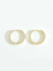 Cubic Zirconia Decor Hoop Earrings - Yellow Gold - View 2