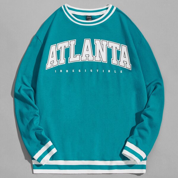 

Men Letter Graphic Sweatshirt, Blue