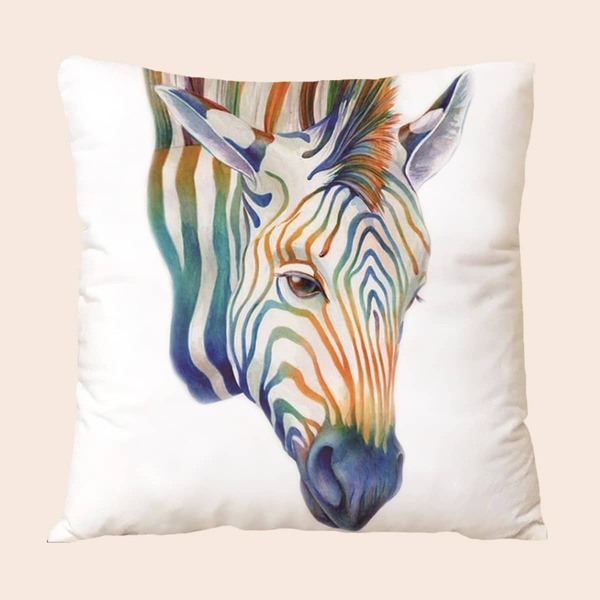 

Zebra Print Cushion Cover Without Filler, Multicolor