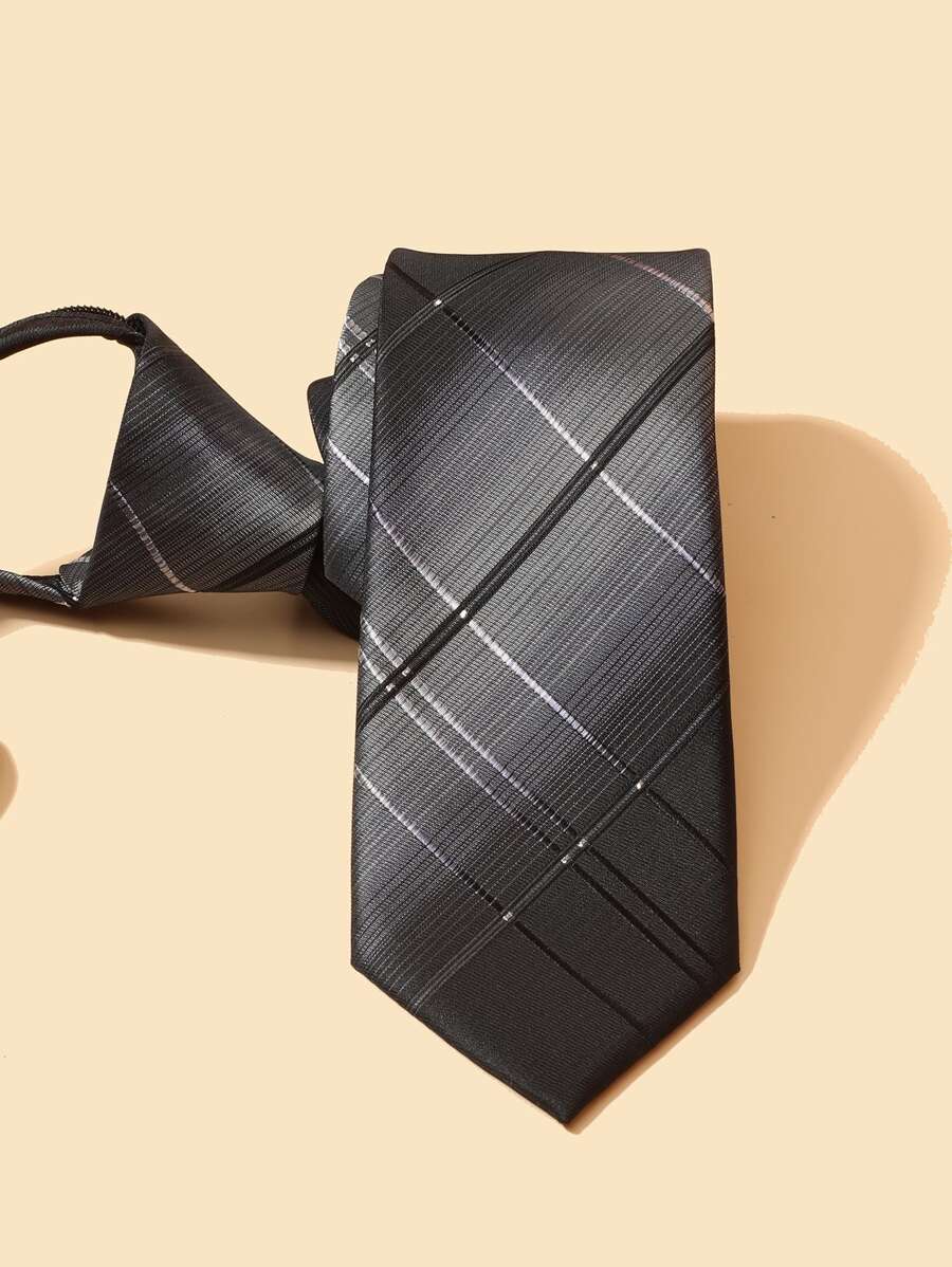 1 Cà vạt nam họa tiết kẻ caro thiết kế thời trang thanh lịch, lựa chọn lý tưởng làm quà tặng công sở - màu đen - Xem 1
