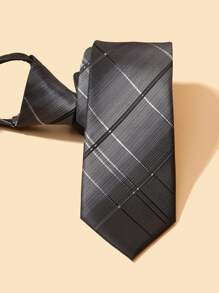 1 Cà vạt nam họa tiết kẻ caro thiết kế thời trang thanh lịch, lựa chọn lý tưởng làm quà tặng công sở - màu đen - Xem 3