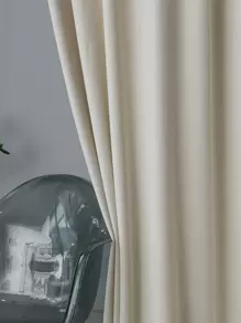 Plain Single Panel Curtain, Beige Polyester Curtain For Home Decor - Beige - View 6