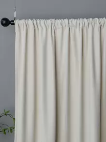 Plain Single Panel Curtain, Beige Polyester Curtain For Home Decor - Beige - View 3