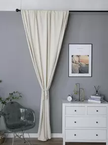 Plain Single Panel Curtain, Beige Polyester Curtain For Home Decor - Beige - View 7