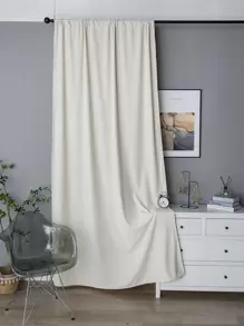 Plain Single Panel Curtain, Beige Polyester Curtain For Home Decor - Beige - View 8