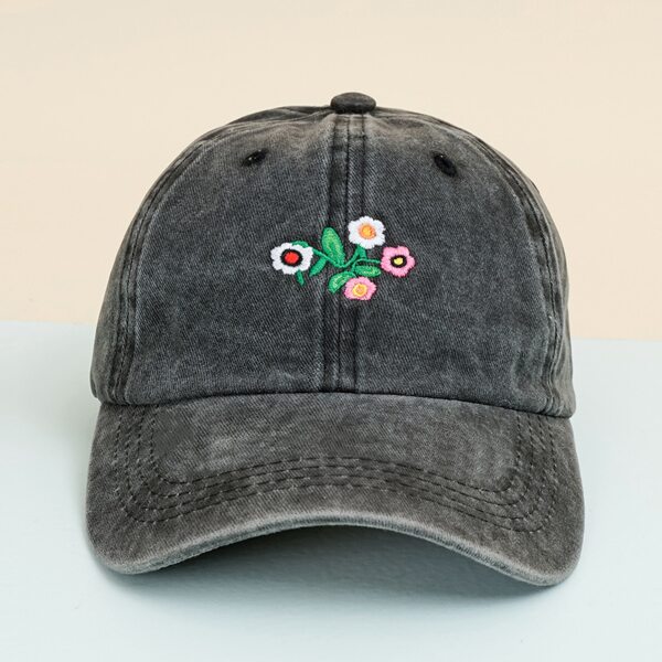 

Men Flower Embroidered Baseball Cap, Black