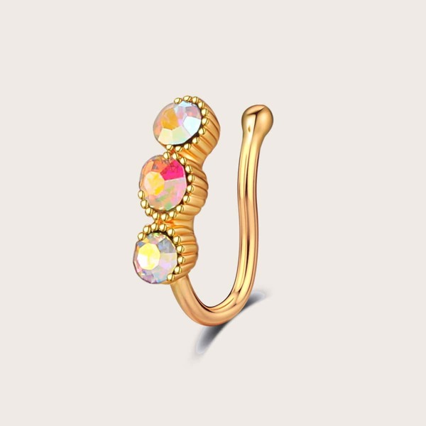 

Rhinestone Decor Nose Cuff, Gold