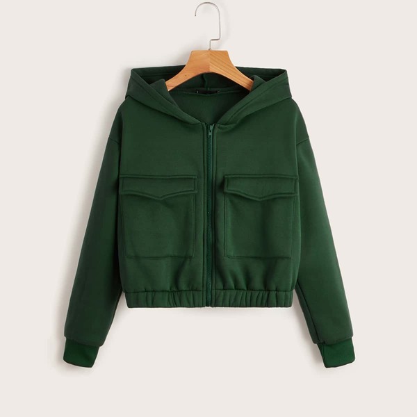 

Pocket Front Zip Fly Outerwear, Green