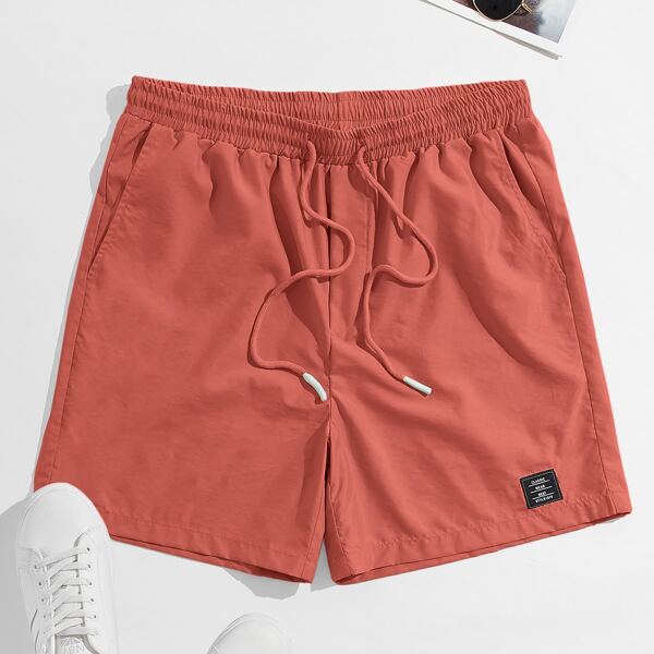 

Men Drawstring Waist Shorts, Red
