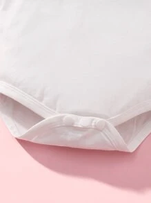 SHEIN Đứa bé gái 1 Miếng Đồ trang trí Lace hoa văn Áo liền quần chặt - trắng - Xem 5