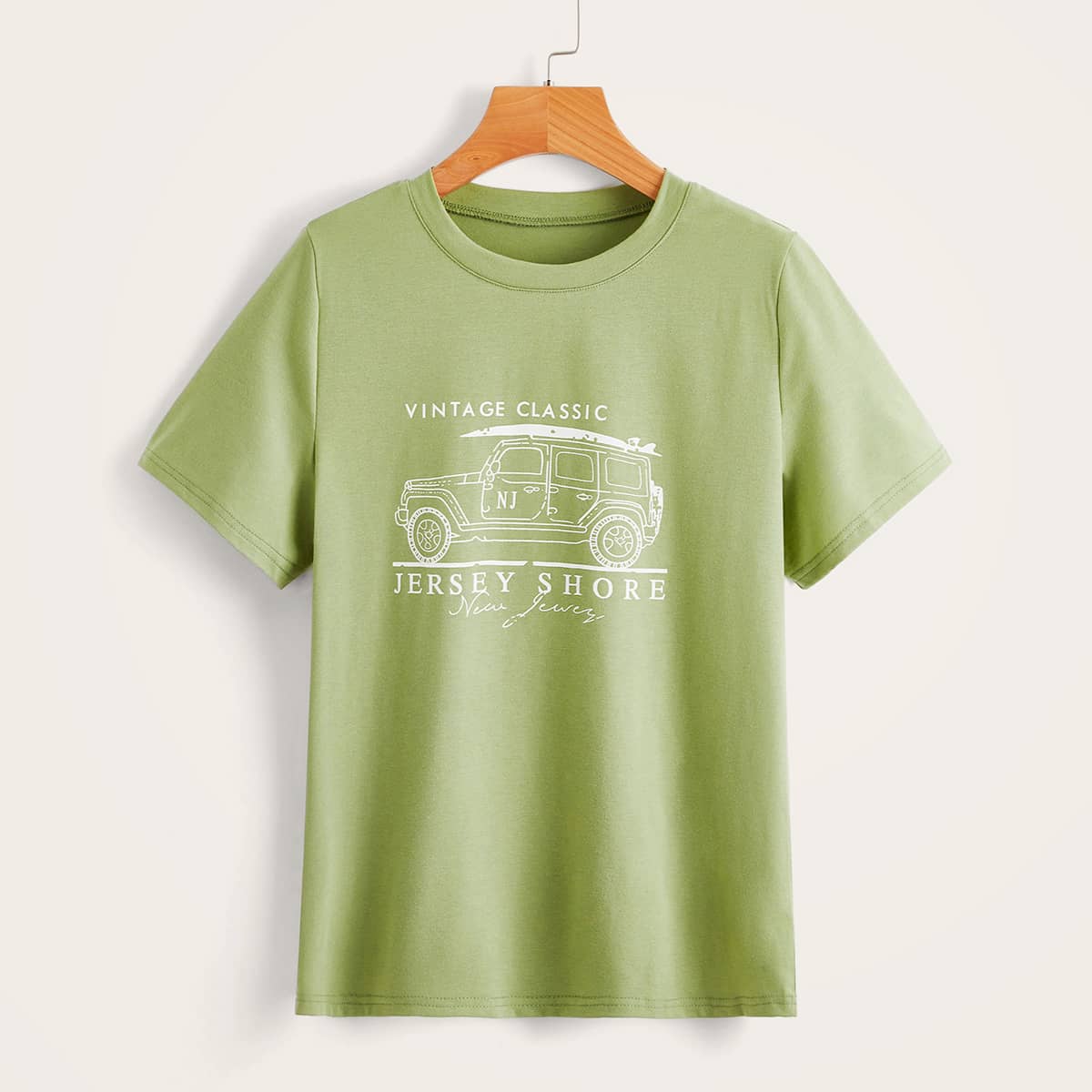 

Letter Car Graphic Tee, Lime green