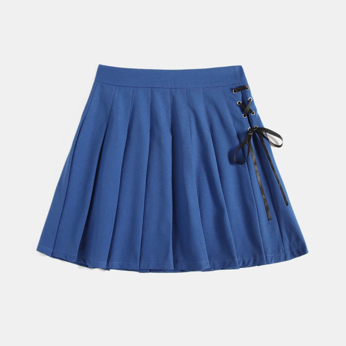 

Lace Up Pleated Skirt, Royal blue