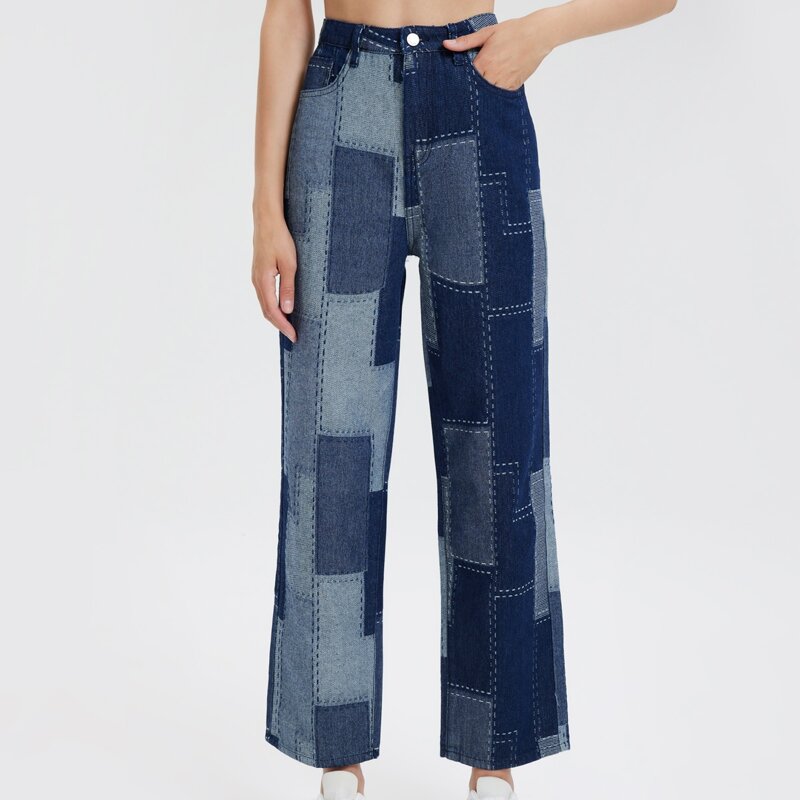 

High Waist Straight Leg Jeans, Dark wash