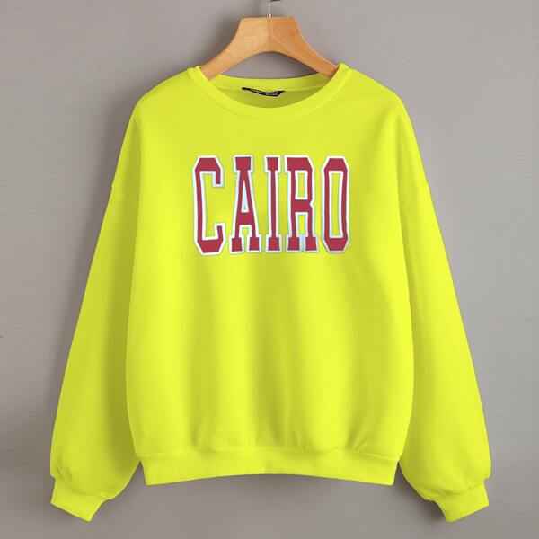 

Letter Graphic Drop Shoulder Sweatshirt, Yellow