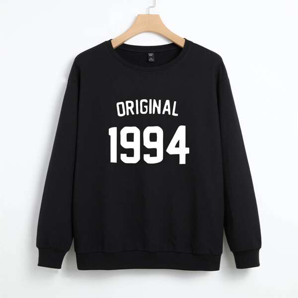 

Plus Letter Graphic Sweatshirt, Black