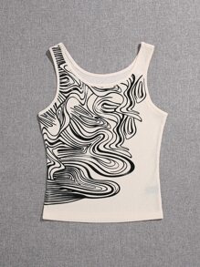 SHEIN Unity Graphic Print Tank Top - Apricot - View 3