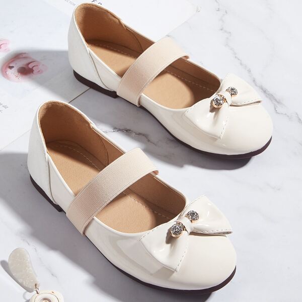 

Toddler Girls Bow & Rhinestone Decor Flats, Beige