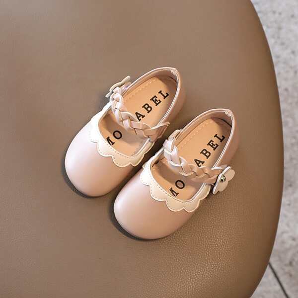 

Toddler Girls Scallop Detail Floral Decor Mary Janes, Pink