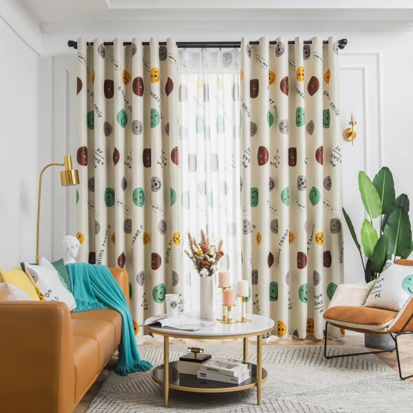 

Cartoon Graphic Single Panel Blackout Curtain, Multicolor