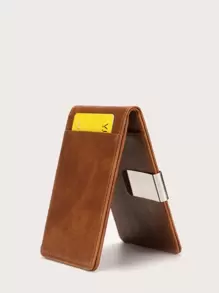 CUIKCA Men Minimalist Fold Over Small Wallet Dad Gifts Card Cover Lightweight Portable Card ID Card White-Collar Workers For Male Holiday For Anniversary For Birthday Gift Accessories Gift Card Holder Wallet Business Card Holder Credit Card Holder For Men Mini Wallet Card Wallet - Brown - View 2