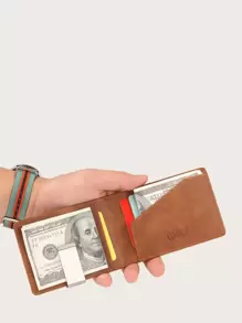 CUIKCA Men Minimalist Fold Over Small Wallet Dad Gifts Card Cover Lightweight Portable Card ID Card White-Collar Workers For Male Holiday For Anniversary For Birthday Gift Accessories Gift Card Holder Wallet Business Card Holder Credit Card Holder For Men Mini Wallet Card Wallet - Brown - View 3