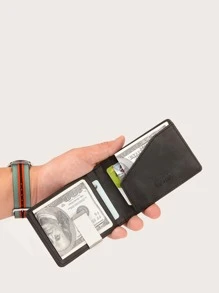 CUIKCA Monedero de metal para hombre, ligero, portátil, para tarjetas de identificación, para trabajadores de cuello blanco, para vacaciones masculinas, para aniversario, para regalo de cumpleaños, accesorios de regalo, tarjetero, tarjetero, billetera, tarjetero de visita, tarjetero de crédito para hombre, mini billetera, tarjetero - Negro - Ver 3