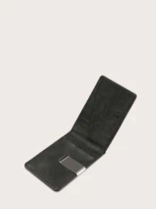 CUIKCA Monedero de metal para hombre, ligero, portátil, para tarjetas de identificación, para trabajadores de cuello blanco, para vacaciones masculinas, para aniversario, para regalo de cumpleaños, accesorios de regalo, tarjetero, tarjetero, billetera, tarjetero de visita, tarjetero de crédito para hombre, mini billetera, tarjetero - Negro - Ver 5