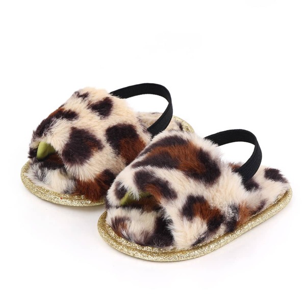 

Baby Leopard Graphic Fluffy Slingback Sandals, Multicolor