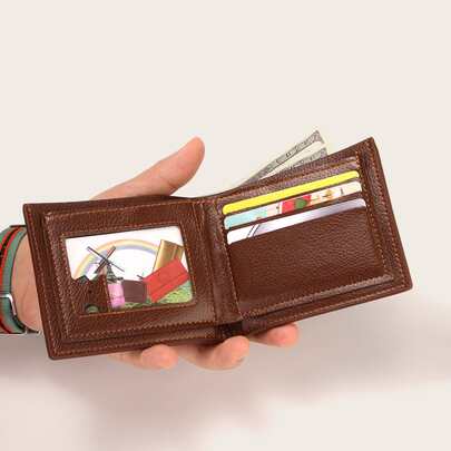 Men Letter Embossed Small Wallet