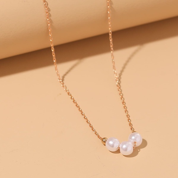 

Faux Pearl Decor Necklace, Gold