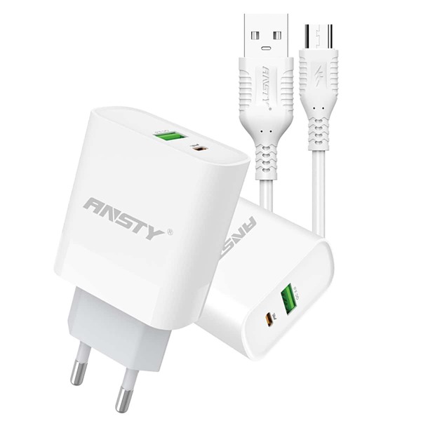 

1шт 20W Головка для быстрой зарядки & 1шт Кабель для передачи данных Android, Белый