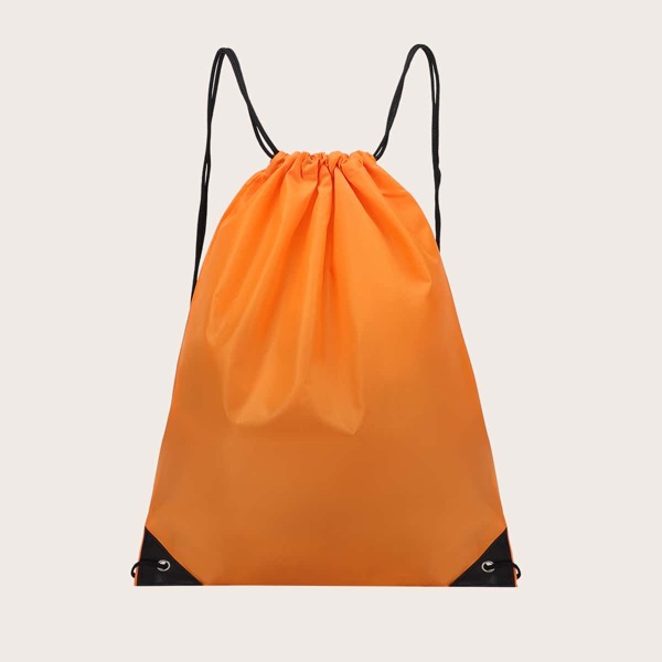 

Minimalist Eyelet design Drawstring Backpack, Orange