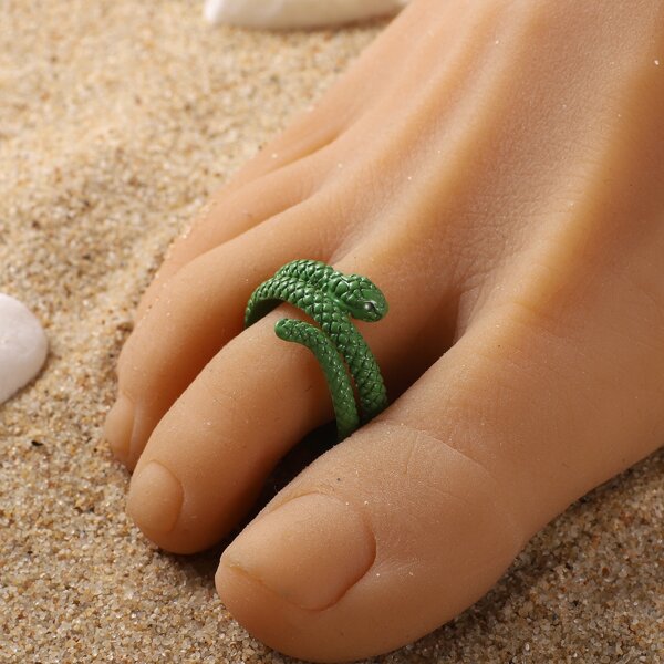 

Snake Design Toe Ring, Green