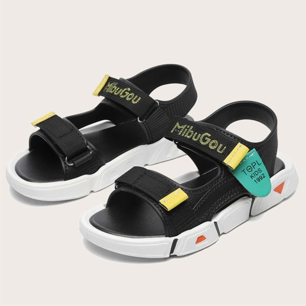 

Boys Letter Graphic Velcro Strap Sandals, Multicolor