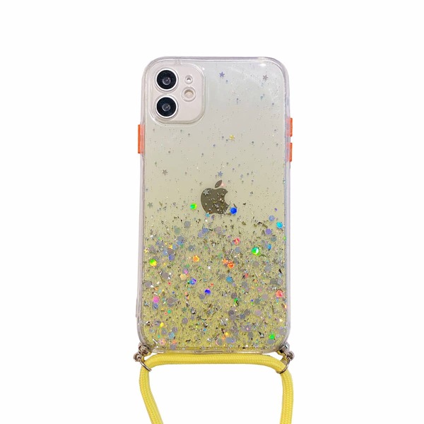 

Sequin Decor Clear Phone Case With Lanyard, Yellow