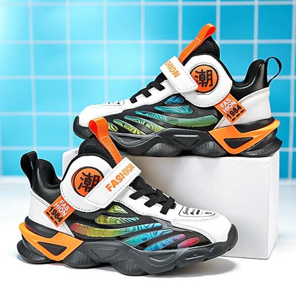 

Boys Colorblock Chinese Letter Graphic Sneakers, Multicolor