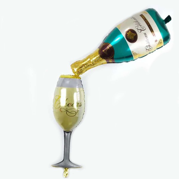 

2pcs Cup & Wine Bottle Shaped Balloon Set, Multicolor