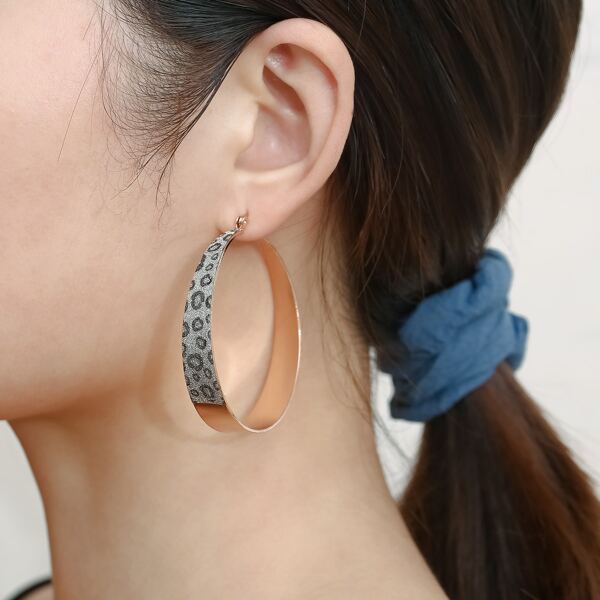 

Gold Plated Leopard Print Hoop Earrings