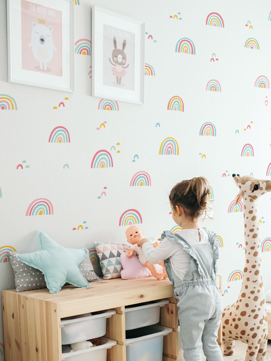 2pcs Rainbow Print Wall Sticker - Multicolor - View 1