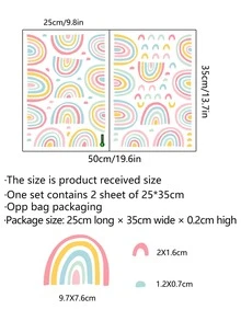 2pcs Rainbow Print Wall Sticker - Multicolor - View 2