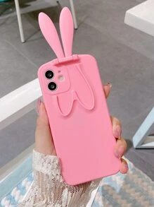 Ốp lưng thông thường có giá đỡ tai thỏ - Hồng - Xem 1